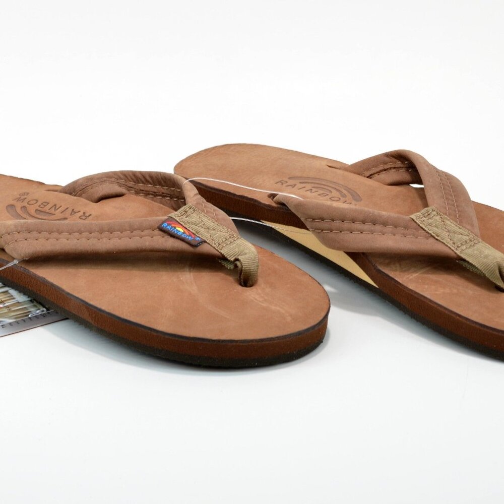 Rainbow Women's Luxury Leather Wide Single Nogales Wood Brown Sandal